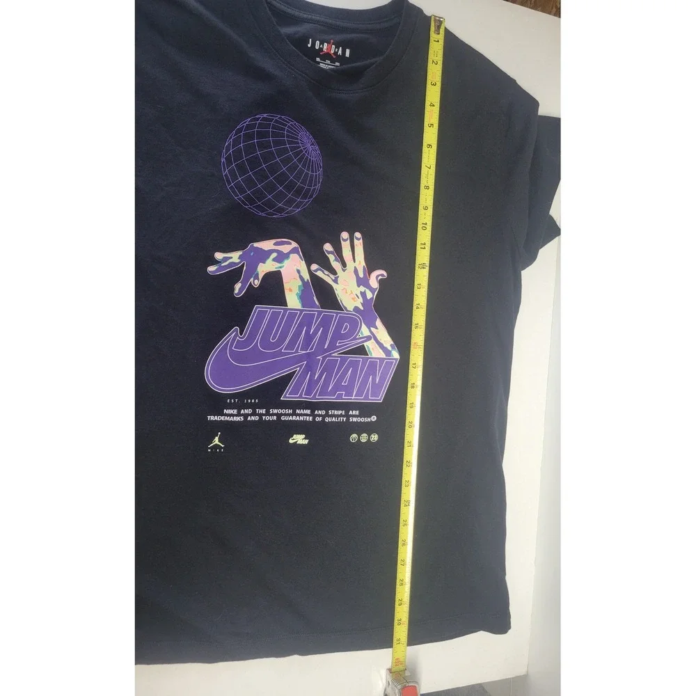 Jordan Jumpman Graphic T-Shirt Mens XXL Black Purple Globe Basketball Tee‎